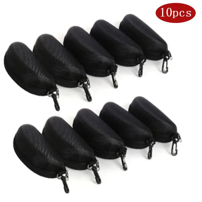 5/10-Pack Portable Zipper Sunglasses Case — Oxford Travel Eyewear Protector with Hook