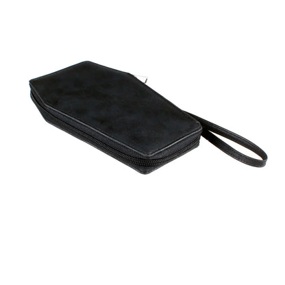 Gothic Coffin Coin Purse - Halloween Pattern PU Leather Zipper Wallet Clutch