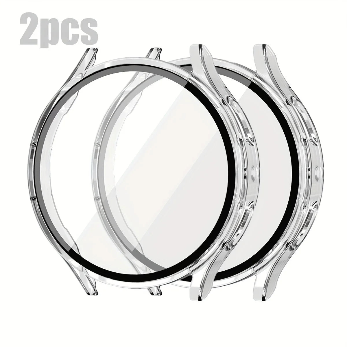2-Pack Samsung Galaxy Watch Protective Case with Tempered Glass - Full-Coverage Drop-Resistant and Scratch-Resistant Screen Protector for Watch 4/5/6/7 40mm & 44mm