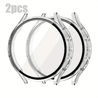 2-Pack Samsung Galaxy Watch Protective Case with Tempered Glass - Full-Coverage Drop-Resistant and Scratch-Resistant Screen Protector for Watch 4/5/6/7 40mm & 44mm