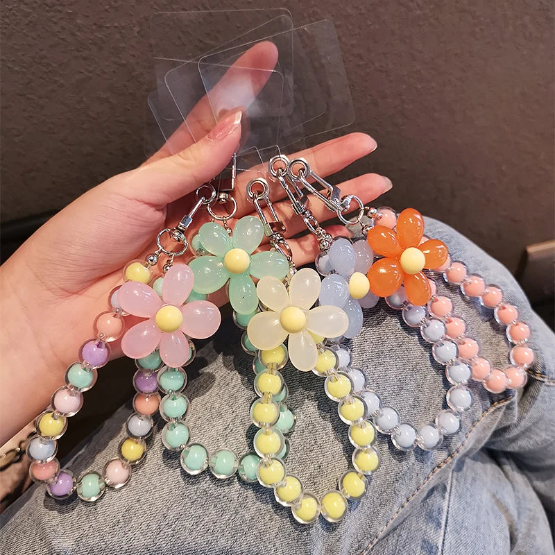 Colorful Macaron Beaded Phone Lanyard Wrist Strap – Anti-Lost Short Handheld Mobile Phone Chain Pendant for Women