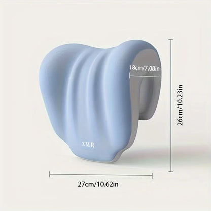 Ergonomic Office Nap Pillow – Portable Light Blue Neck Support Cushion with Adjustable Strap for Supine & Natural Sleep