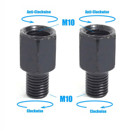 Pair Black Motorcycle Mirror Adapters M10 & M8 – 8mm/10mm Rearview Mirror Conversion Bolts, Left & Right Thread