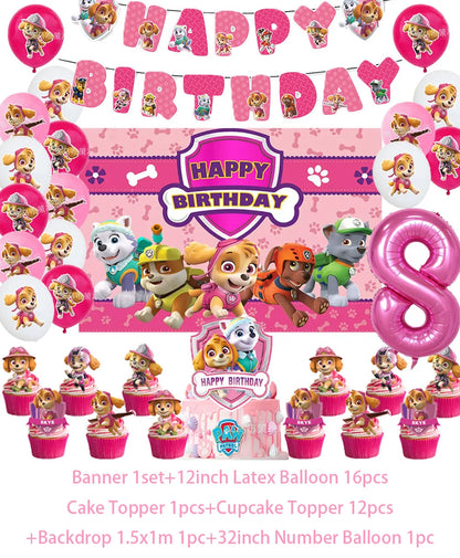PAW Patrol Skye Pink Birthday Party Decorations Set – Foil Balloon Backdrop, Disposable Tableware & Baby Shower Supplies for Girls Kids Gifts