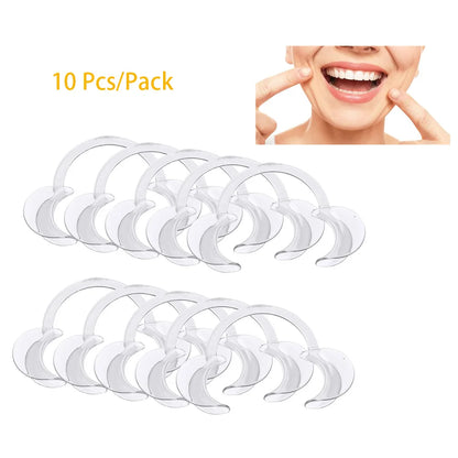 10pcs Dental Cheek Retractors – C-Shape Teeth Whitening & Intraoral Lip Opener, Clear & Blue