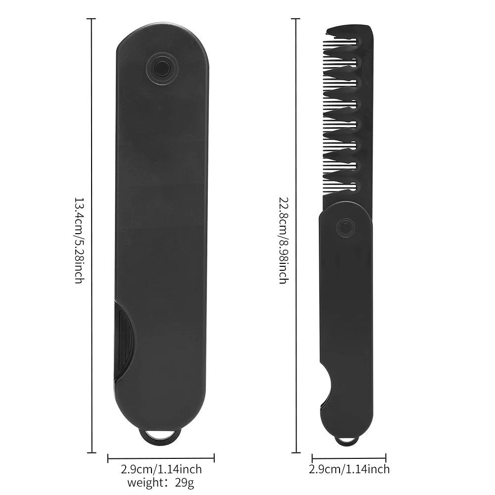 Multifunctional Folding Pocket Comb – Portable Wide Tooth Comb for Men’s Hair, Beard & Oil Head Styling