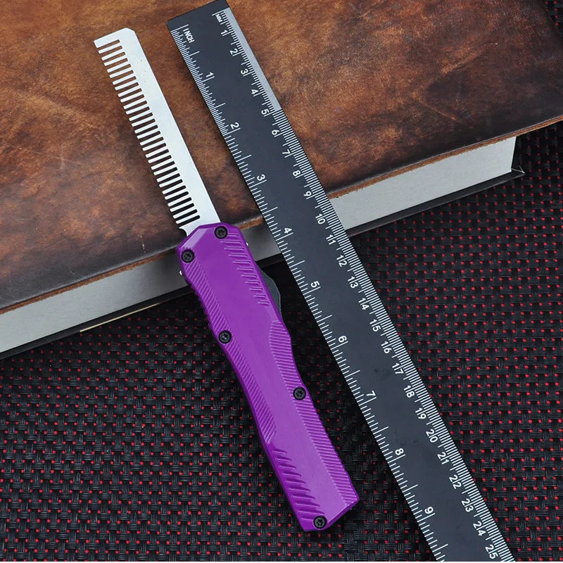 KS9000 OTF Knife – D2 Steel Full/Serrated Blade, Zinc Alloy Handle, Outdoor Hunting & EDC Tool