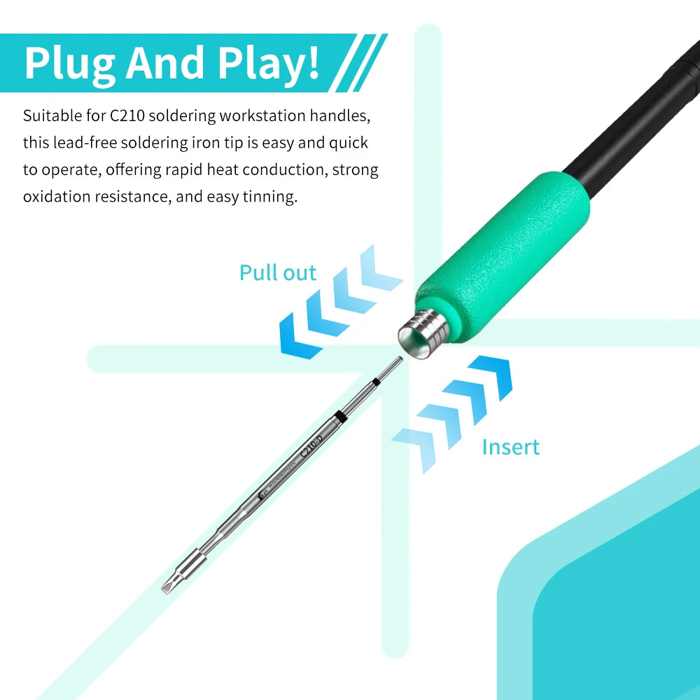 HZY C210 Series Soldering Iron Tips - Replacement Welding Heads for JBC, Sugon T26 & T3602 Stations