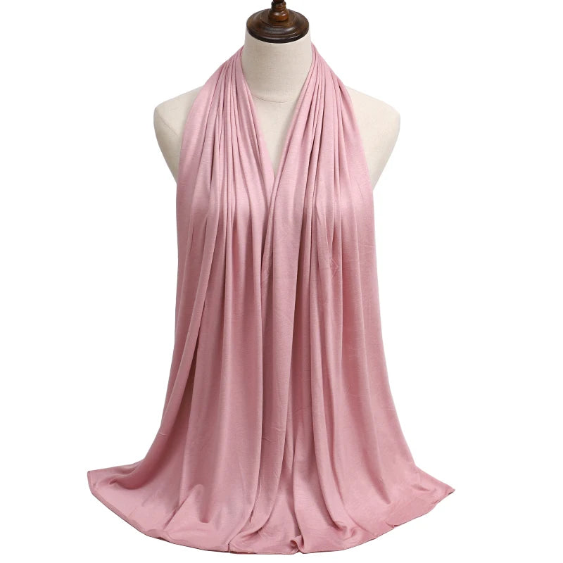 Women's Modal Cotton Jersey Hijab - Soft Solid Color Muslim Headscarf for Ramadan & Everyday Wear