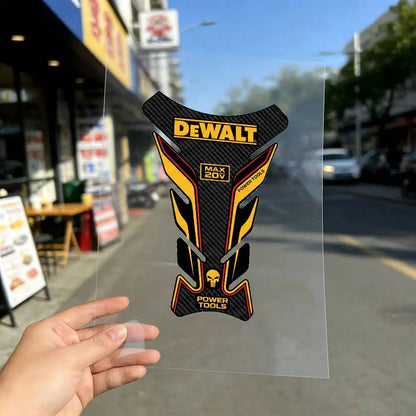 DEWALT Motorcycle Fishbone Fuel Tank Sticker - Anti-Slip Tank Pad Decal