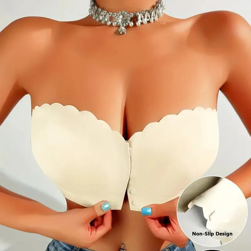 Front Button No-Wire Bra — Smooth, Breathable, Comfortable Underwear, Solid Color, Invisible & Seamless Design