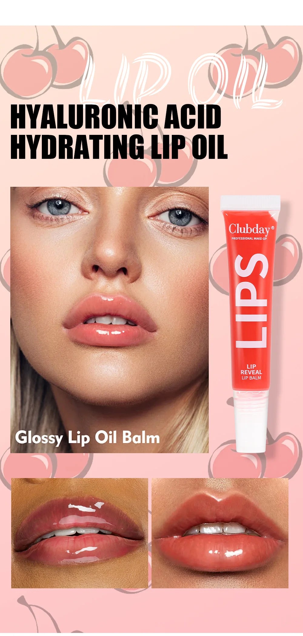 Clubday 9-Color Lip Balm Set – Moisturizing Fruit Lip Oil with Mirror, Long-Lasting Hydrating Lip Gloss