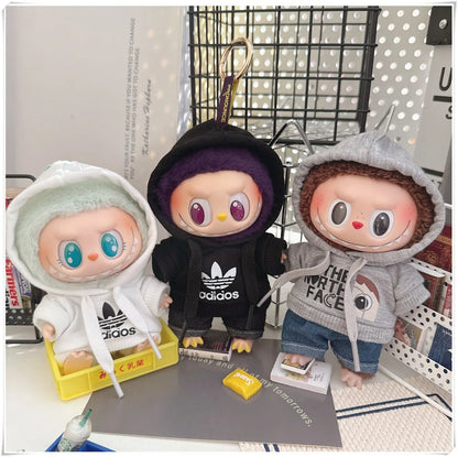 15/17cm Labubu V1 V2 Doll Clothing Set – Fashion Hoodie & Pants, Korean Idol Style DIY Accessories Toy Gift