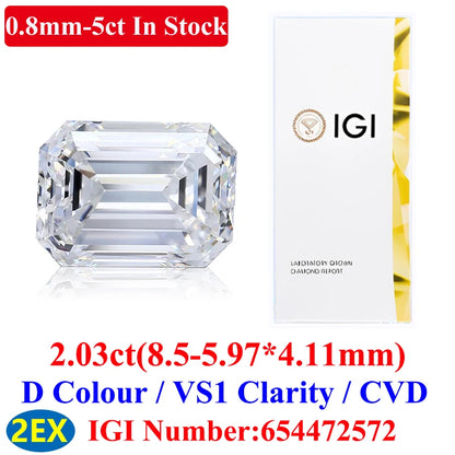0.1–5CT Super White Lab-Grown Diamond Loose — IGI/GIA Certified, HPHT & CVD, DEFG VVS-SI, Diamond Tester Approved for Wedding Jewelry