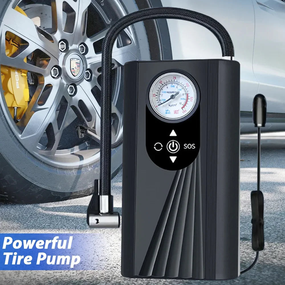 Rechargeable Air Pump – Portable Tire Inflator with Digital Display, Cordless Compressor for Car Tires, Bicycles, and Balls