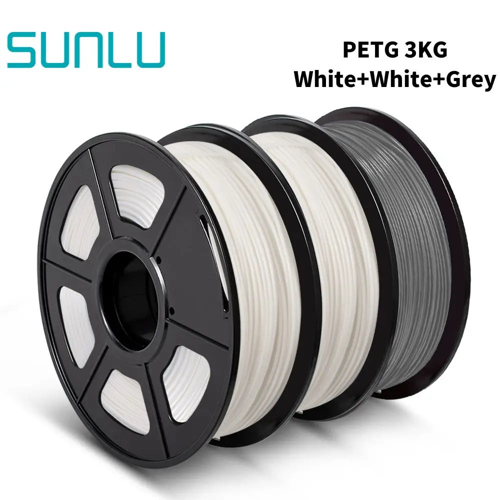 SUNLU PETG 3D Printer Filament 1.75mm ±0.02mm – 3 Rolls 1KG Each, Neatly Wound Vacuum-Sealed Printing Material