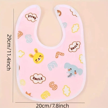 5PCS Baby Cartoon Waterproof Bibs - Super Soft Crystal Velvet Newborn Feeding & Saliva Towels