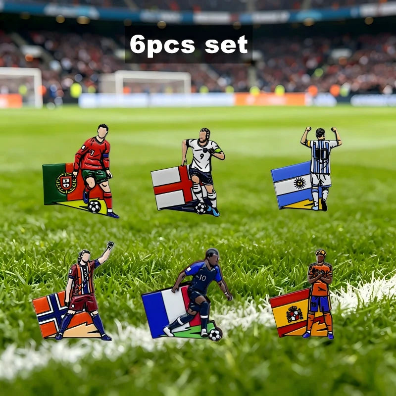 Football Enamel Brooch Pins - 3-Piece Soccer Player Lapel Badge Set for Backpacks, Clothing & Fans