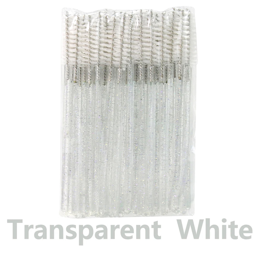 ANNAFRIS 50pcs Disposable Eyelash & Eyebrow Brushes — Soft Crystal Lash Extension Mascara Wands Makeup Tools