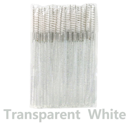 ANNAFRIS 50pcs Disposable Eyelash & Eyebrow Brushes — Soft Crystal Lash Extension Mascara Wands Makeup Tools