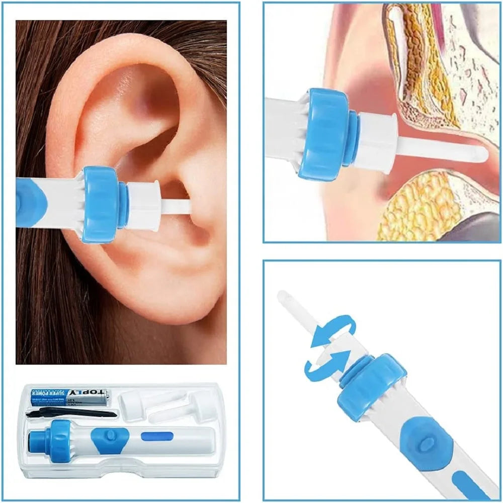 Cordless Electric Ear Cleaner Set - Painless Vibration Ear Spoon Tool for Safe Ear Wax Removal in Adults & Children