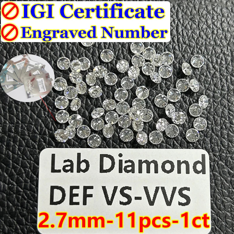 0.1–5CT Super White Lab-Grown Diamond Loose — IGI/GIA Certified, HPHT & CVD, DEFG VVS-SI, Diamond Tester Approved for Wedding Jewelry