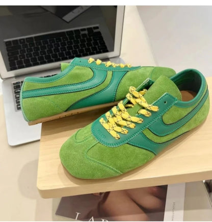 Women’s 2024 Genuine Leather Sneakers – Casual Spring Flat Training Shoes for Ladies
