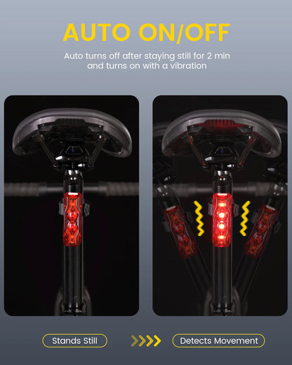 RAVEMEN TR250 Rechargeable Bike Rear Light – 250 Lumens LED Bicycle Taillight with Brake Sensor, Auto On/Off & IPX6 Waterproof Mount