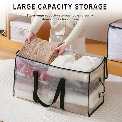 Transparent Storage Bag – Large Capacity Waterproof & Moisture-Proof Cotton Quilt and Clothing Moving Organizer Bag