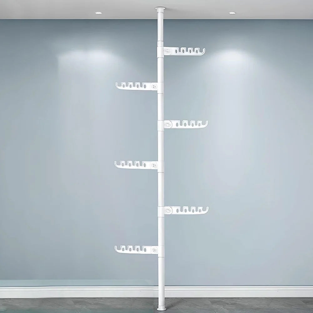 Telescopic 6-Tier Corner Clothes Drying Rack – Standing Laundry Pole for Hanging Clothes