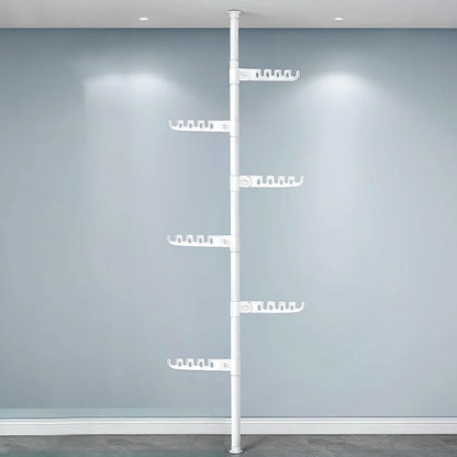 Telescopic 6-Tier Corner Clothes Drying Rack – Standing Laundry Pole for Hanging Clothes