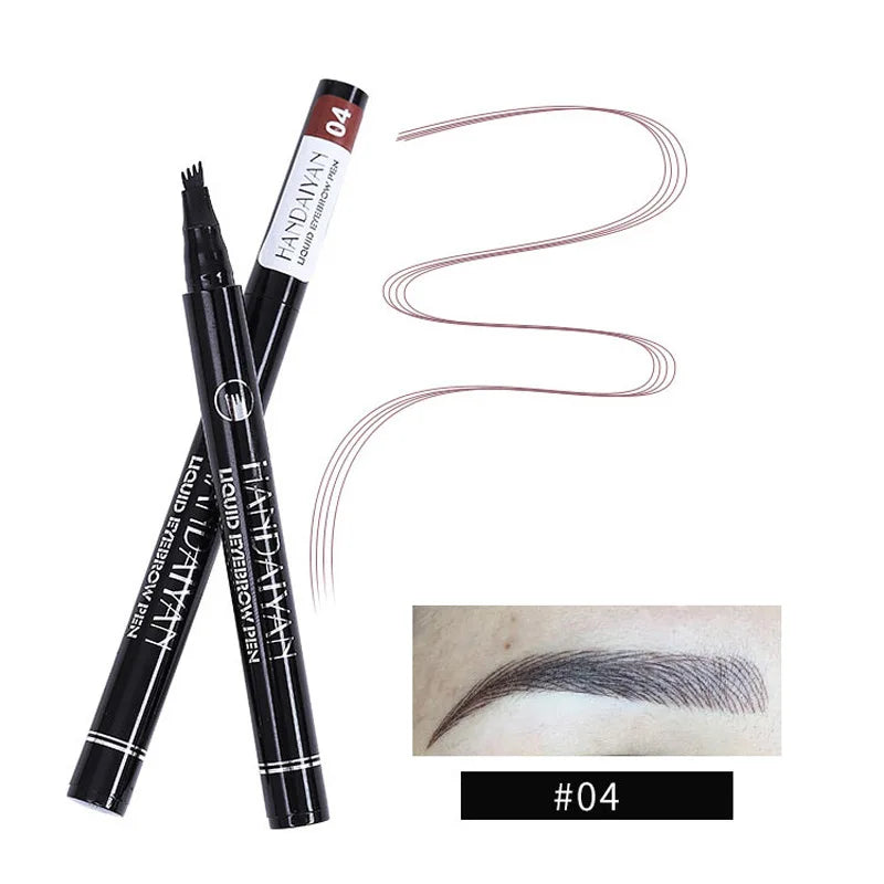 4D Microblading Eyebrow Pen – 4-Fork Tip Waterproof Long-Lasting Eyebrow Tattoo Pencil for Natural Fine Hair-Like Makeup