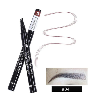 4D Microblading Eyebrow Pen – 4-Fork Tip Waterproof Long-Lasting Eyebrow Tattoo Pencil for Natural Fine Hair-Like Makeup
