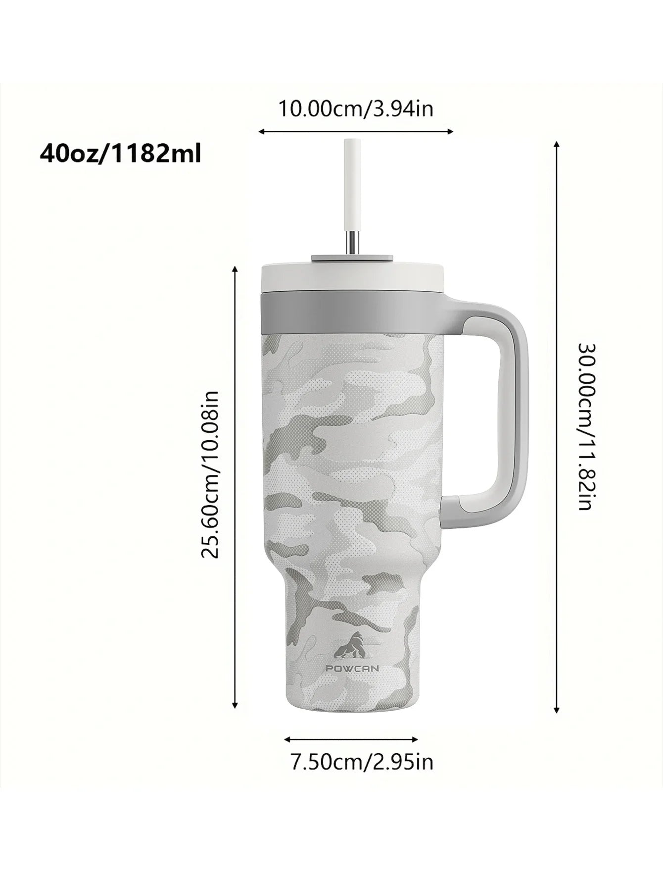 Powcan 40oz Stainless Steel Tumbler with Handle & Straw – Camouflage Prints, Leak-Proof Vacuum Travel Mug for Outdoors