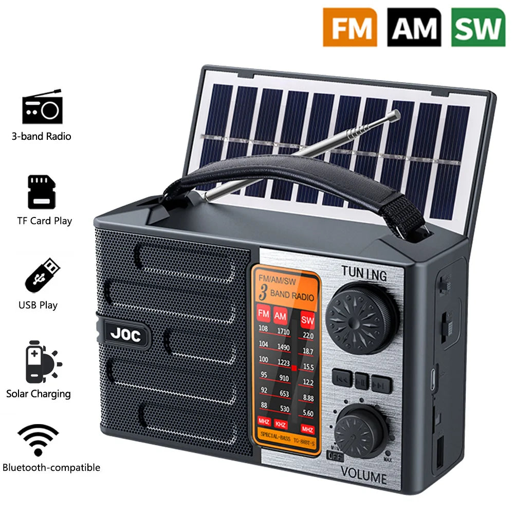 Portable AM/FM Shortwave Radio – Rechargeable Battery Powered Full Band Receiver with USB/TF MP3 Player & Bluetooth Speaker Function