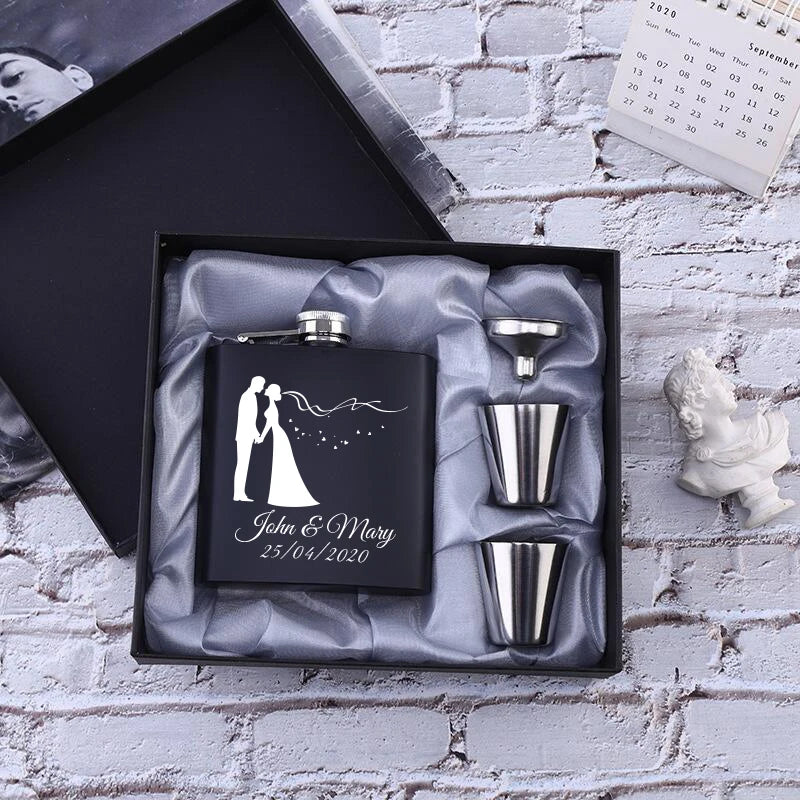 Personalized 6oz Stainless Steel Hip Flask – Engraved Christmas, Birthday, Valentine's Day Gift, Custom Logo for Wedding Favors   2/2