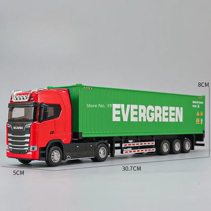 1:50 Diecast Transport Truck Model — Alloy Container Trailer with Doors, Light & Sound, Miniature Toy Gift for Kids