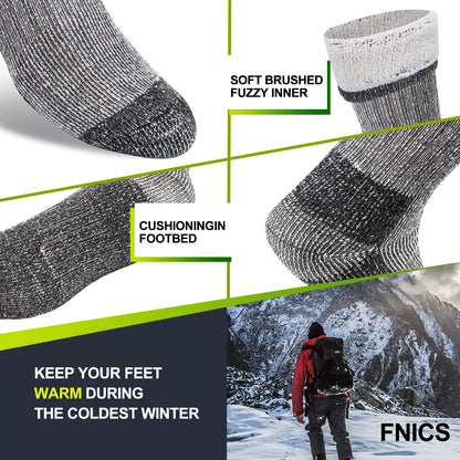 3 Pairs Merino Wool Crew Socks | Thermal Warmth for Men & Women, Ideal for Winter Work, Hiking, Running & Outdoor Sports