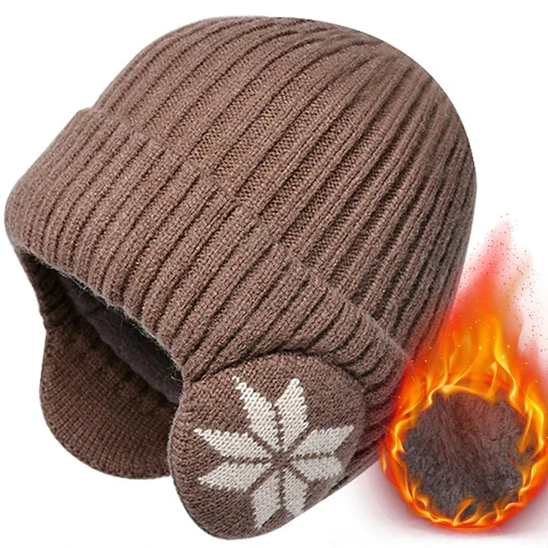 Unisex Winter Warm Plush Knitted Beanie - Coldproof Skull Cap for Men and Women, Outdoor Ear Protection Wool Hat