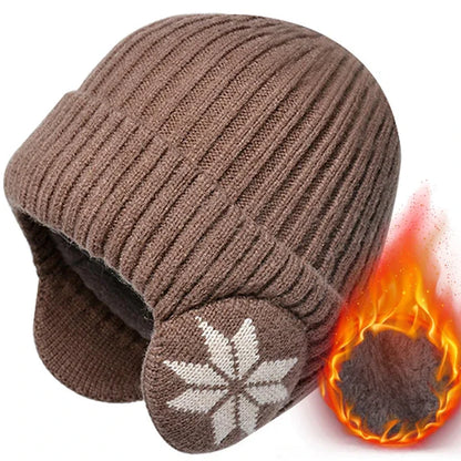 Unisex Winter Warm Plush Knitted Beanie - Coldproof Skull Cap for Men and Women, Outdoor Ear Protection Wool Hat