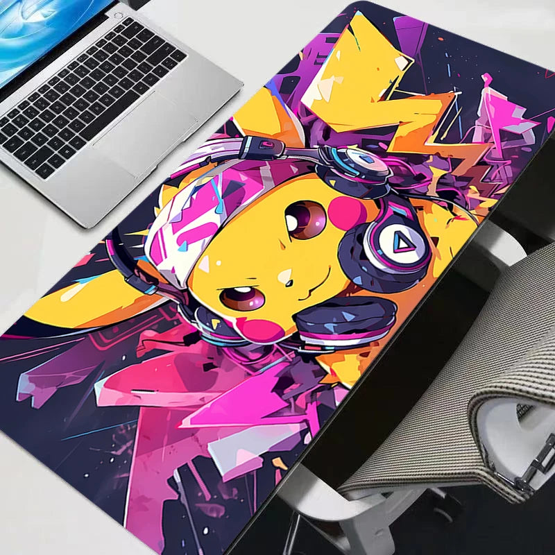 Pokémon Pikachu Kawaii Anime Mouse Pad - Non-Slip Rubber Gaming Desk Mat for PC and Keyboard, 90 × 40 cm