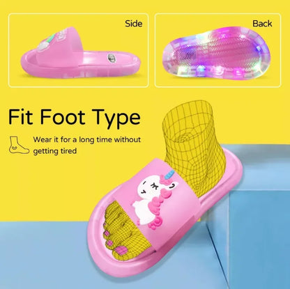 Children’s Cartoon Unicorn Slippers – Light-Up Cute Animal Print Shoes for Boys & Girls, Toddler Bathroom Slippers