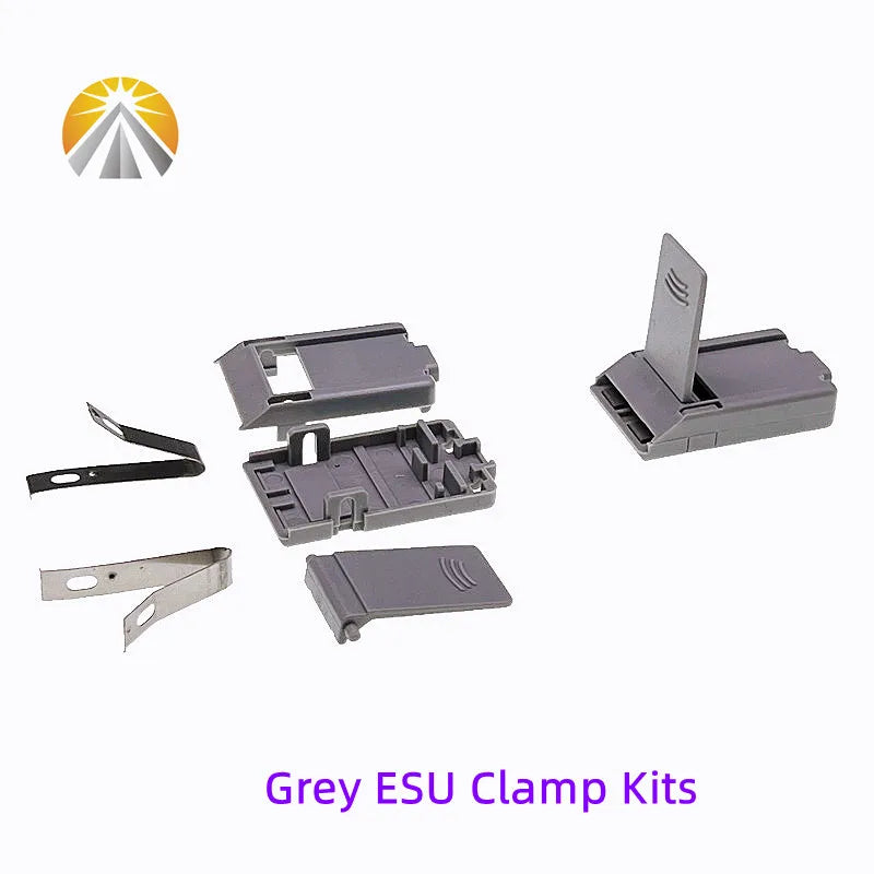 5-Piece ESU Clamp Kit — Electrosurgical Patient Board Grounding Cable Set in Blue, Grey, and Black