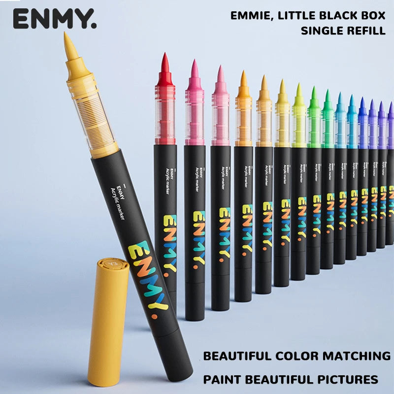 ENMY Acrylic Paint Marker Pens – Soft Tip, Direct Liquid Graffiti, Quick-Dry Pigments for Felt & Art Supplies