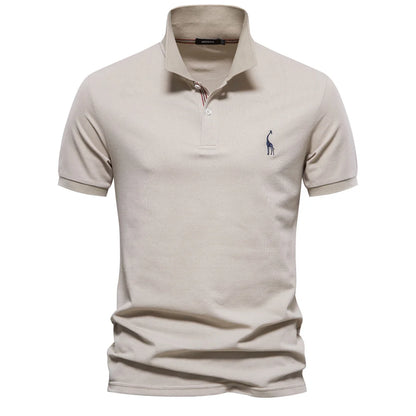 AIOPESON Men's Cotton Polo Shirt - Short Sleeve Solid Color Summer Casual Polo Top
