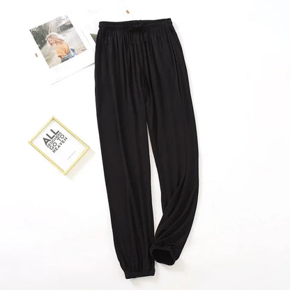 New Style Women’s Home Pants – Spring & Summer Thin Modal Loose Fit Solid Color Plus Size Bottoms