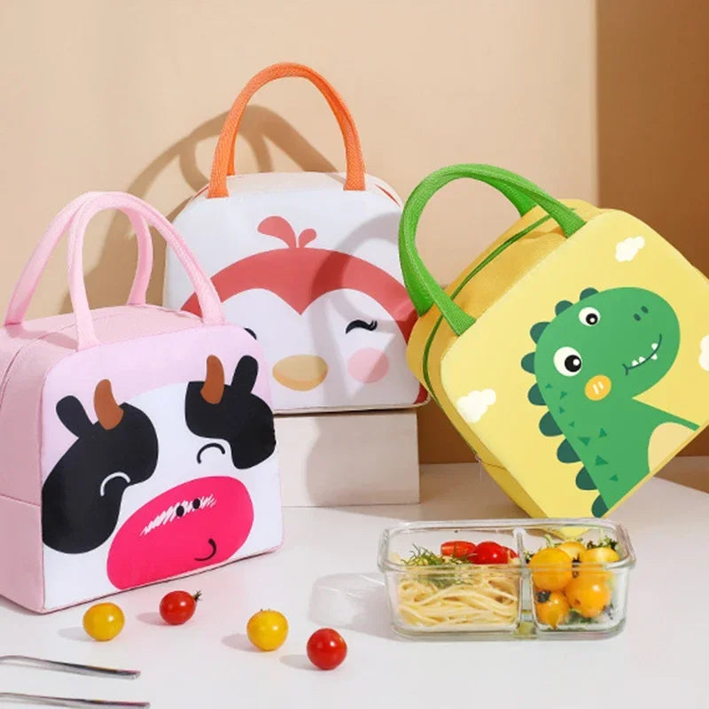 Cartoon Children’s Lunch Bag – Thermal Insulated, Waterproof Oxford Cloth Tote with Aluminum Film, Portable and High-Quality