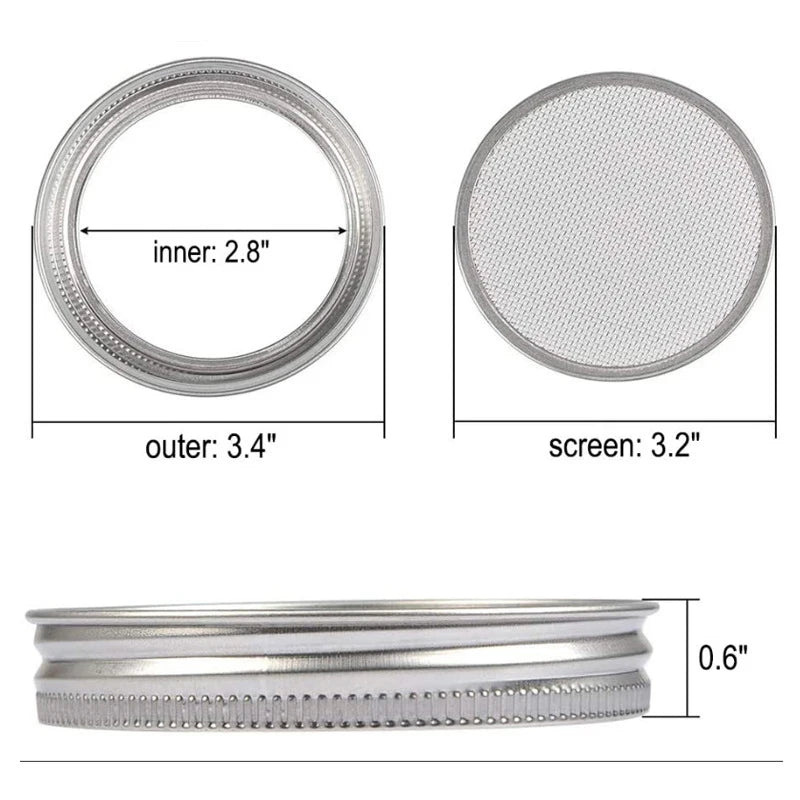 Seed Sprouting Kit - Mason Jar Germination Lids with Stainless Steel Strainer Screen & Sprouter Stand for Fresh Sprouts