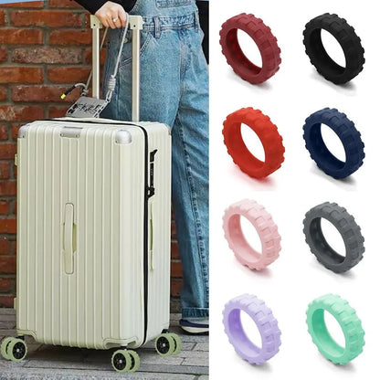 Universal Silicone Luggage Wheel Covers — Travel Suitcase Caster Protector, Noise & Wear Reduction