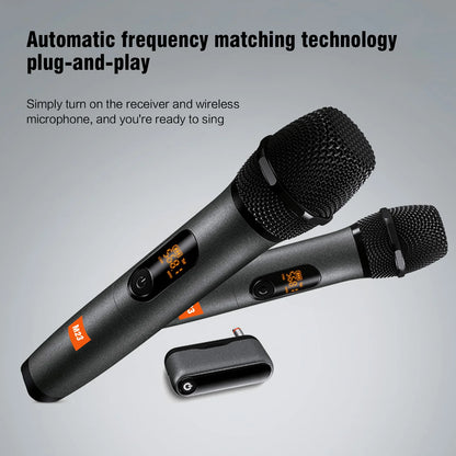 M23 UHF 2-Channel Wireless Microphone System – Rechargeable Cordless Handheld Mic for Karaoke, Church, Party, DJ